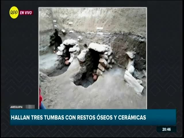 Arequipa: hallan tres tumbas con restos óseos y cerámicas