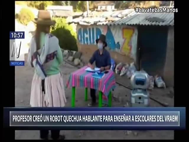 Profesor creó un robot quechua hablante para enseñar a escolares del Vraem 