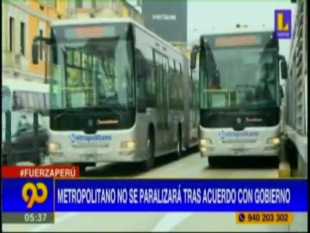 Metropolitano no se paralizará tras acuerdo con Gobierno 