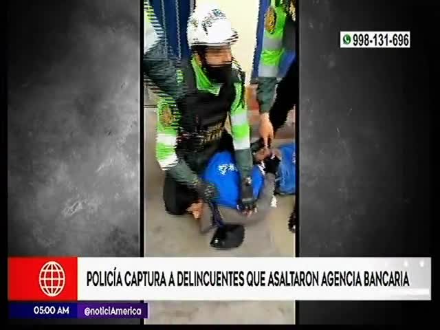 Policía captura banda de delincuentes que asaltaron agencia bancaria