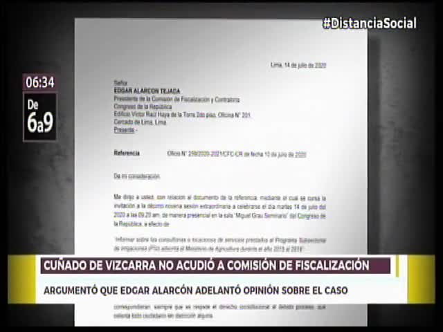 Cuñado de Vizcarra no acudió a comisión de Fiscalización 