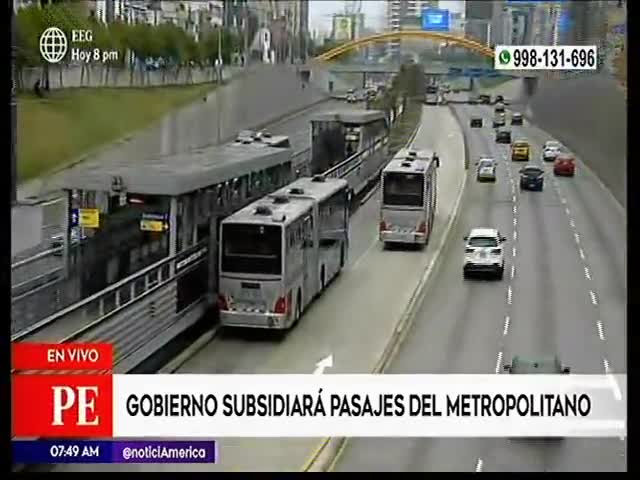 Gobierno subsidiará pasajes del Metropolitano