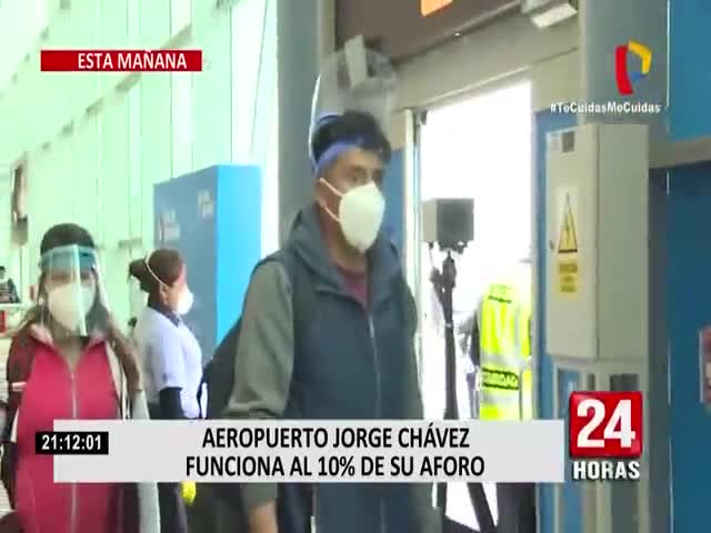 Aeropuerto Jorge Chávez funciona al 10% de su aforo