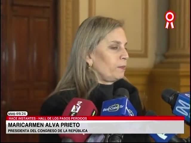 Declaraciones de la pdta. del Congreso, María del Carmen Alva