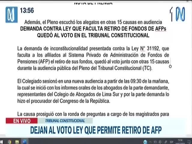 Dejan al voto ley que permite retiro de AFP