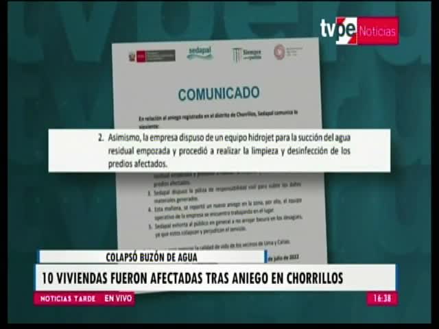 Chorrillos: 10 viviendas fueron afectadas tras aniego 