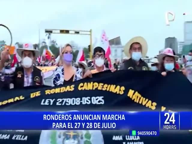 Ronderos anuncian marcha para el  27 y 28 de julio