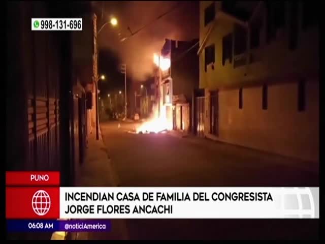 Queman casa de la familia del congresista Jorge Flores