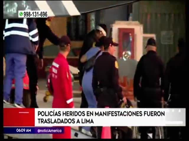 Policías heridos son trasladados a Lima