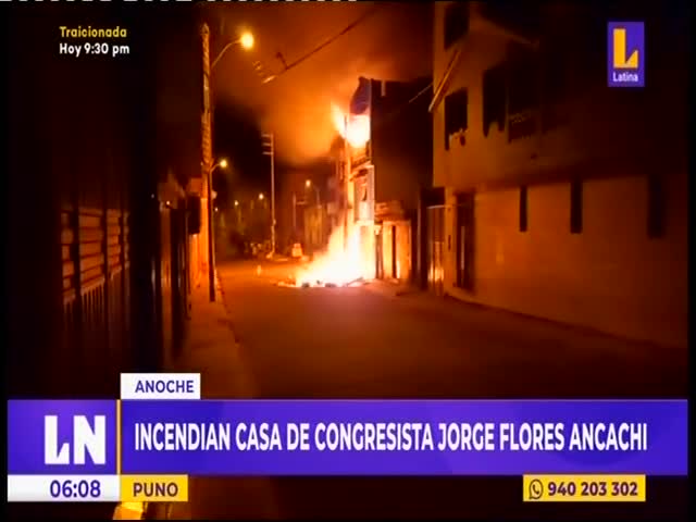 Incendian casa de congresista Jorge Flores Ancachi