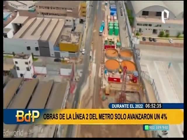 Obras de la Línea 2 del Metro de Lima solo avanzaron un 4% durante el 2022