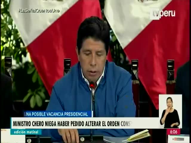 Ministro Chero niega haber pedido alterar el orden constitucional 