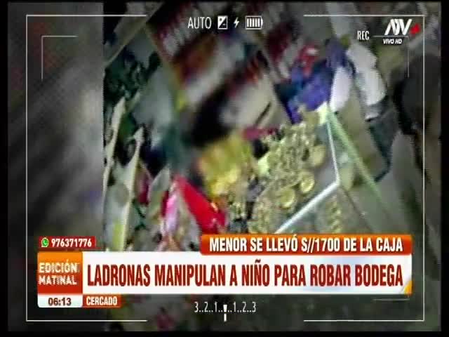 Ladronas manipulan a niño para robar bodega