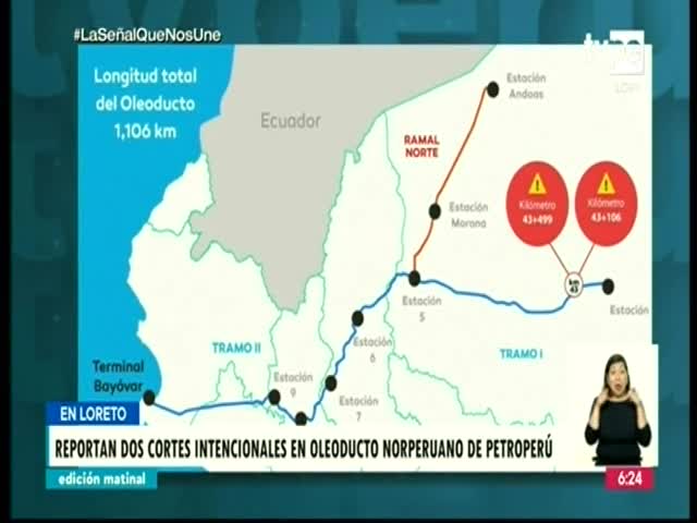 Loreto: Petroperú denuncia dos cortes intencionales en Oleoducto Norperuano