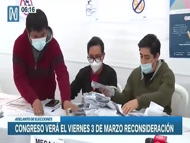 Parlamento verá reconsideración del adelanto de elecciones