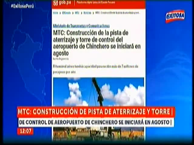 MTC: Construcción de la pista de aterrizaje y torre de control del aeropuerto de Chinchero se iniciará en agosto