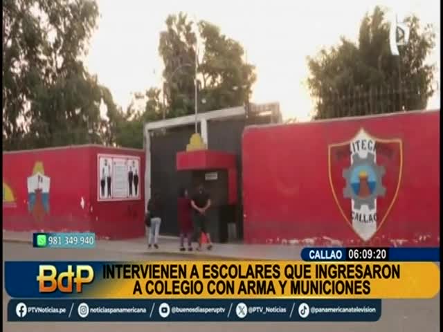 Intervienen a escolares que ingresaron a colegio con arma y municiones 