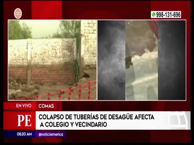 Comas: Colapso de tuberías de desague afecta a colegio y vecindario 