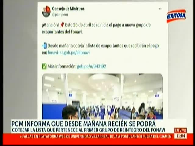 Mañana se inicia el pago a nuevo grupo de exaportantes al Fonavi mayores de 80 años de edad