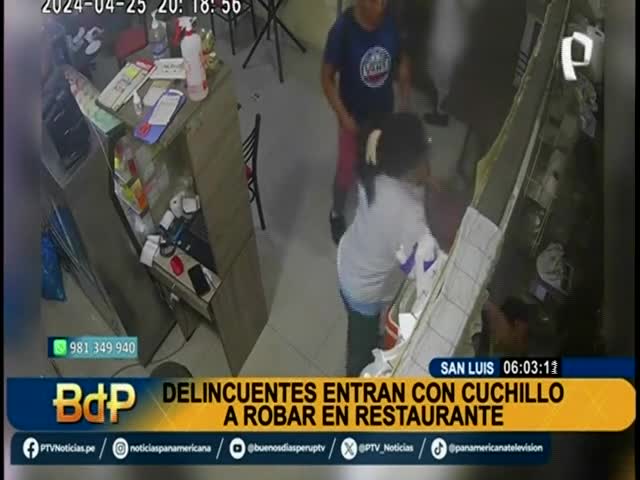 Delincuentes entran con cuchillo a robar en restaurante