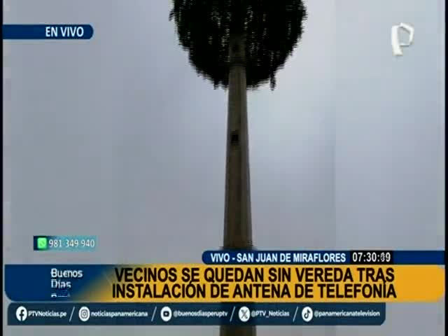 Vecinos se quedan sin vereda tras instalación de antena de telefonía