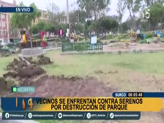 Vecinos se enfrentan contra serenos por destrucción de parque 