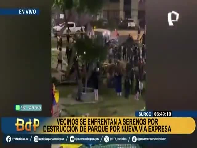 Surco: Vecinos se enfrentan contra serenos por destrucción de parque 