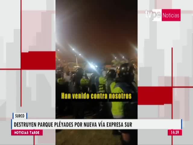 Vecinos de Surco se enfrentan a serenos de MML por obras de la Vía Expresa Sur